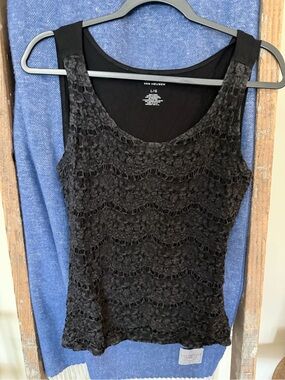 Van Heusen Black Lace Overlay Tank
